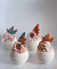 Fall Bath Bomb Gift Set – 4 Bubble Bath Bombs with Frosting & Soap Leaves - Bath & Body Products ByRawand