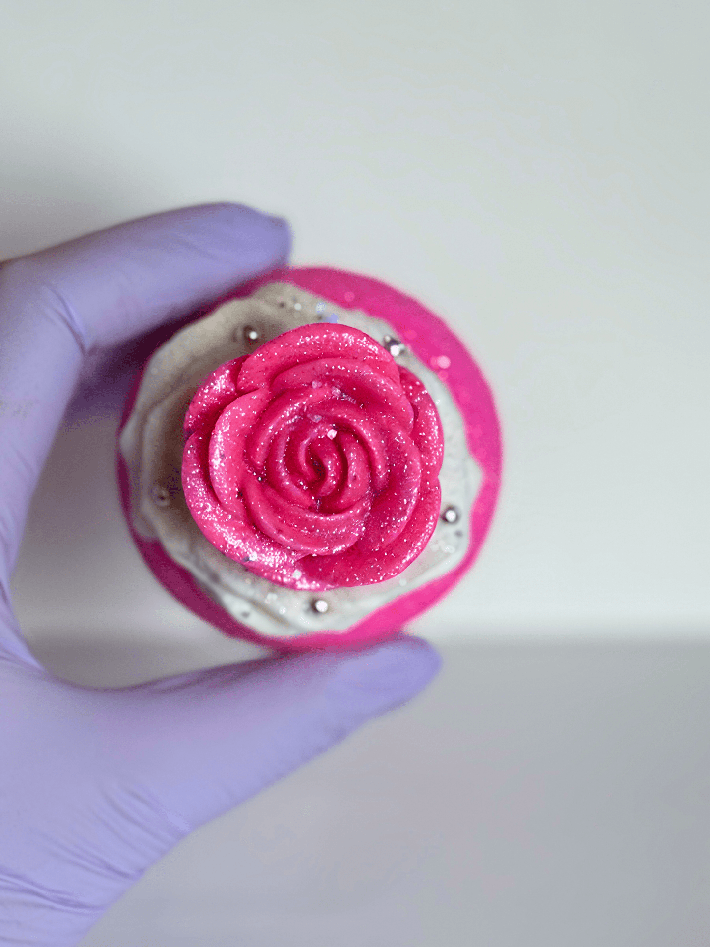Rosé Whipped Bloom – Luxury Rose Bath Bomb with Bubble Bath Frosting & Soap Flower - Bath & Body Products ByRawand