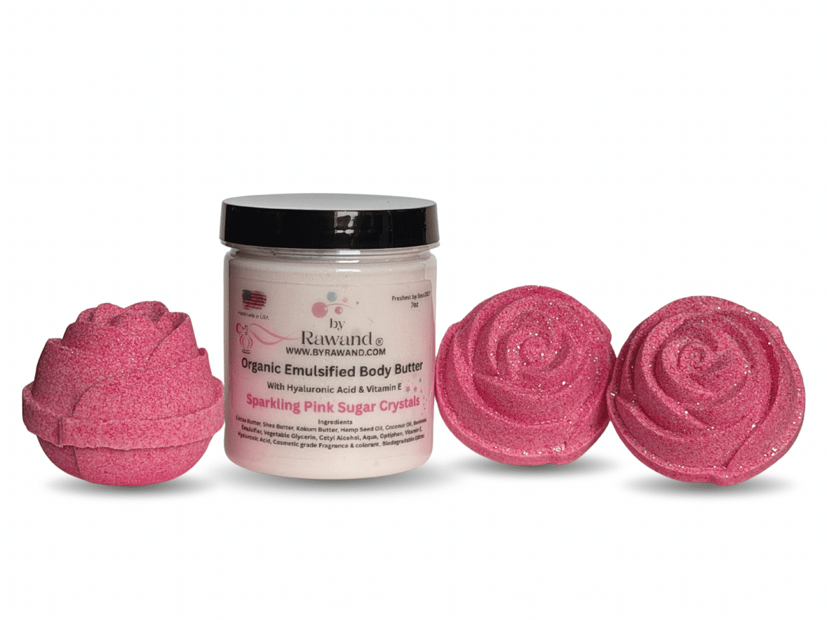 Body Butter with Rose Bath Bombs Gift Set - Bath & Body Products ByRawand