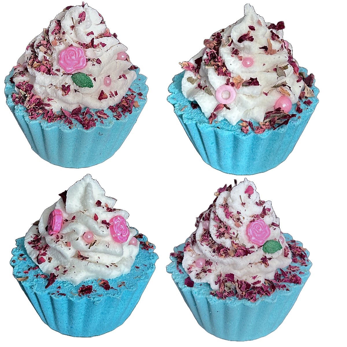 Cupcake Bath Bomb Gift Set – 4 Unique Bath Bombs with Bubble Bath Frosting, Relaxing Gift - Bath & Body Products ByRawand
