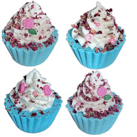 Cupcake Bath Bomb Gift Set – 4 Unique Bath Bombs with Bubble Bath Frosting, Relaxing Gift - Bath & Body Products ByRawand