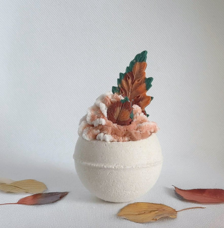 Fall Bath Bomb Gift Set – 4 Bubble Bath Bombs with Frosting & Soap Leaves - Bath & Body Products ByRawand