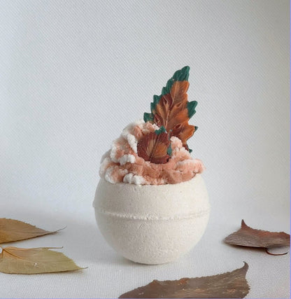 Fall Bath Bomb Gift Set – 4 Bubble Bath Bombs with Frosting & Soap Leaves - Bath & Body Products ByRawand