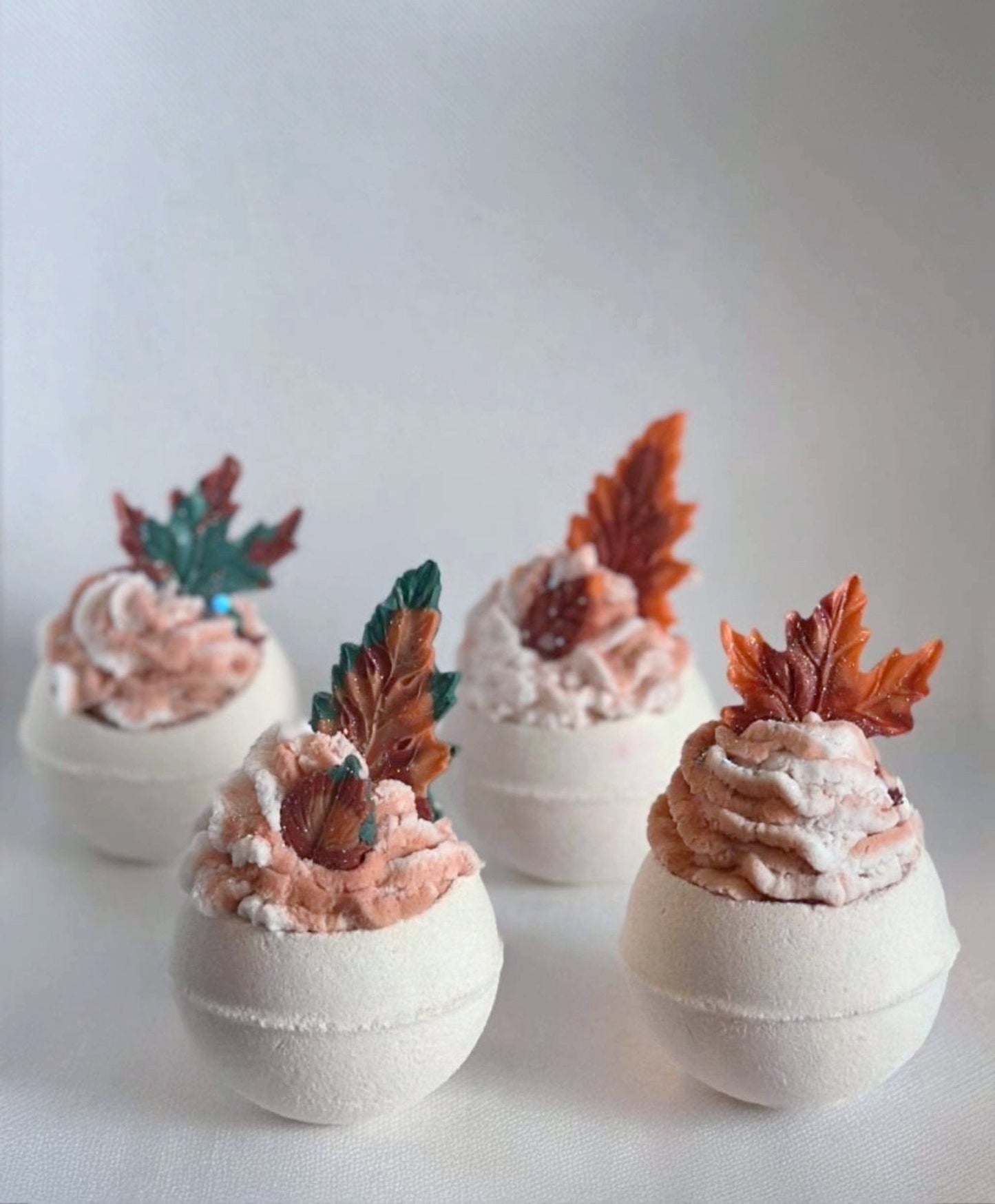 Fall Bath Bomb Gift Set – 4 Bubble Bath Bombs with Frosting & Soap Leaves - Bath & Body Products ByRawand