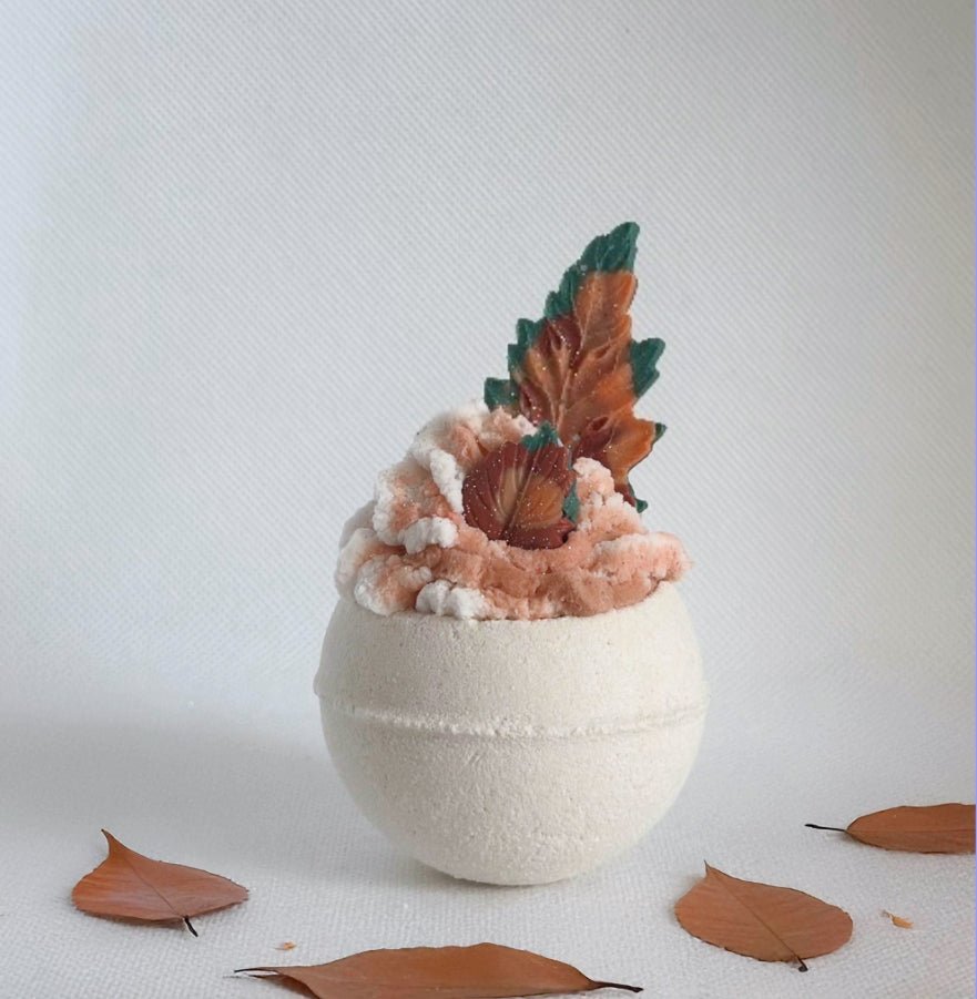 Fall Bath Bomb Gift Set – 4 Bubble Bath Bombs with Frosting & Soap Leaves - Bath & Body Products ByRawand