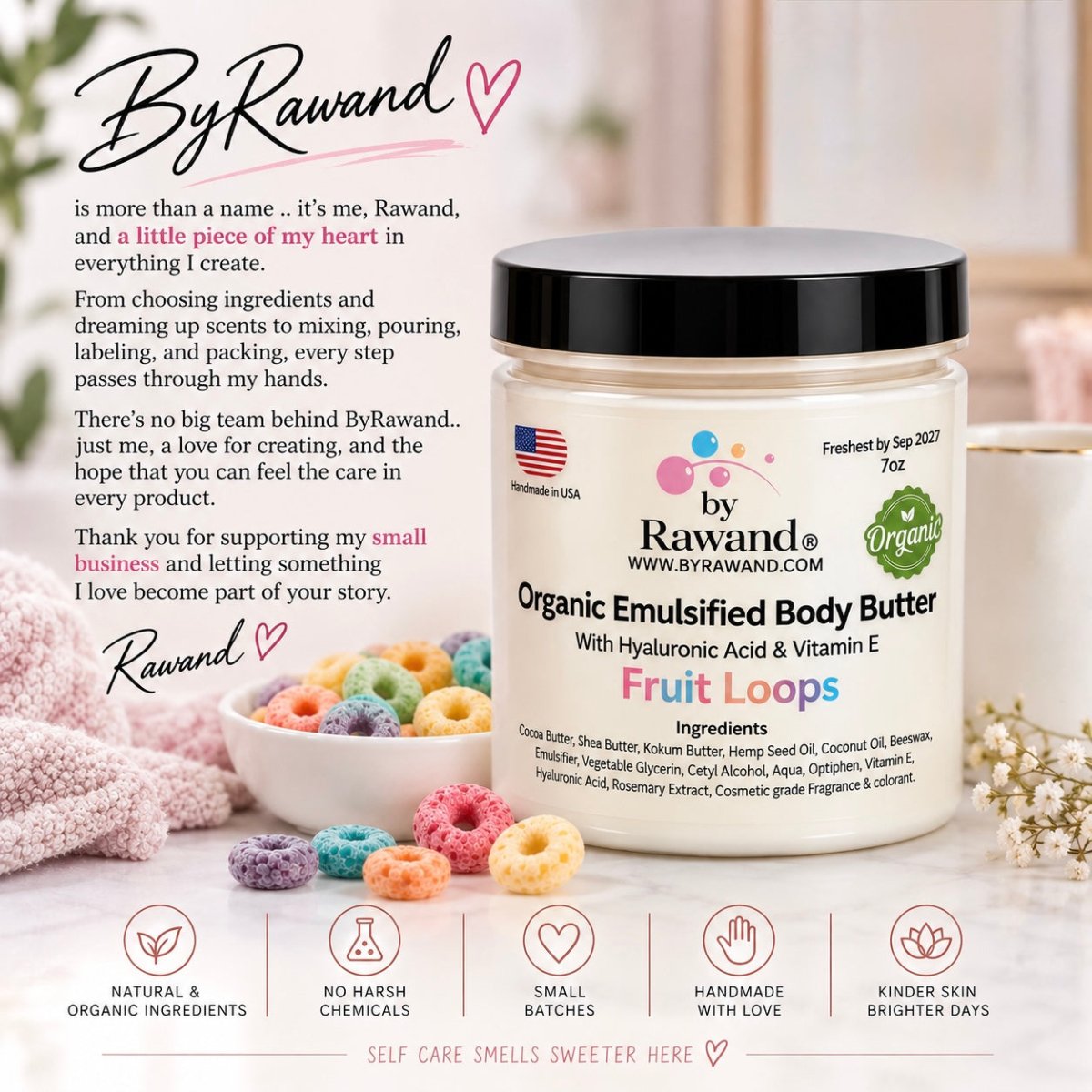 Fruity Loops Moisturizing Body Butter with Hyaluronic Acid & vitamin E - Bath & Body Products ByRawand