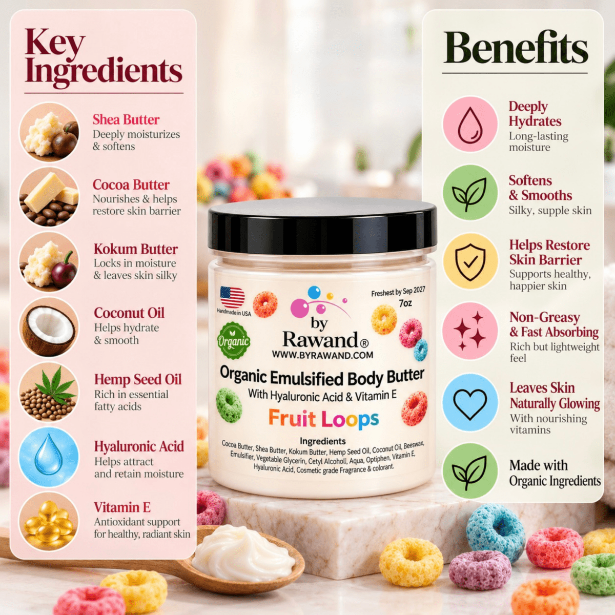 Fruity Loops Moisturizing Body Butter with Hyaluronic Acid & vitamin E - Bath & Body Products ByRawand