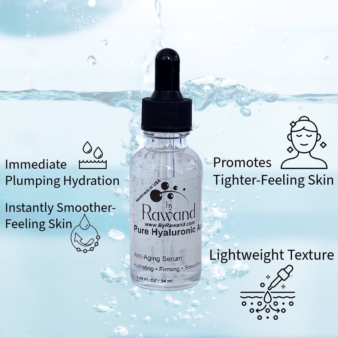 Pure Hyaluronic Acid High and low molecular Anti - Aging Serum, Oil - Free, Fragrance - Free, Deep Hydrating and Firming, 1.15 FL OZ - Bath & Body Products ByRawand