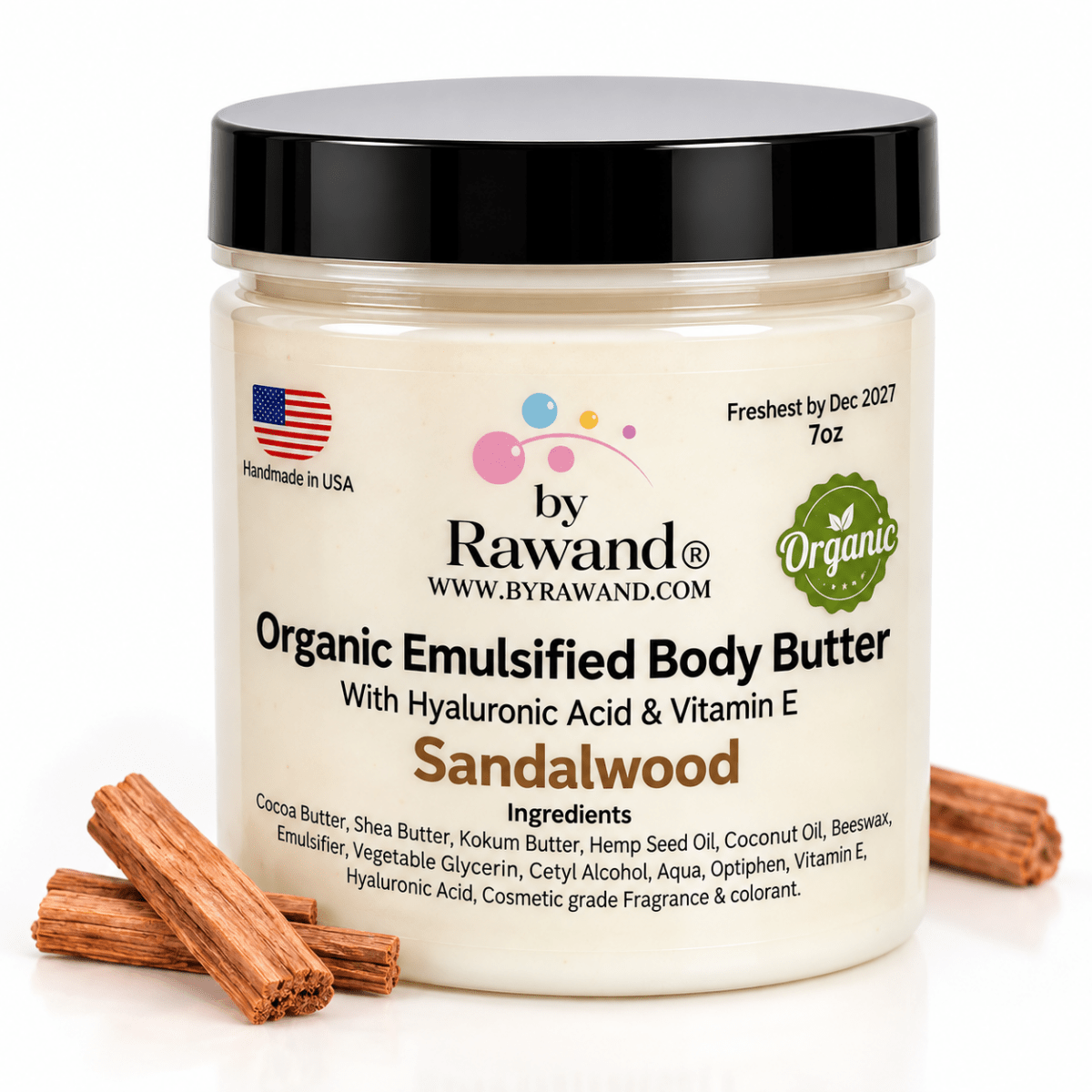 Sandalwood Moisturizing Body Butter with Hyaluronic Acid & vitamin E - Bath & Body Products ByRawand