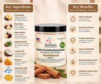 Sandalwood Moisturizing Body Butter with Hyaluronic Acid & vitamin E - Bath & Body Products ByRawand